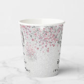 Zilveren roze glitter 40e verjaardag papieren bekers (Links)