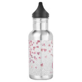 Zilveren roze glitter harten monogram initialen waterfles (Links)
