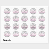Zilveren Roze Glitter & Jewel Bow Sticker (Vel)