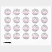 Zilveren Roze Glitter & Juweel Strik Sticker (Vel)