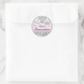 Zilveren Roze Glitter & Juweel Strik Sticker (Tas)