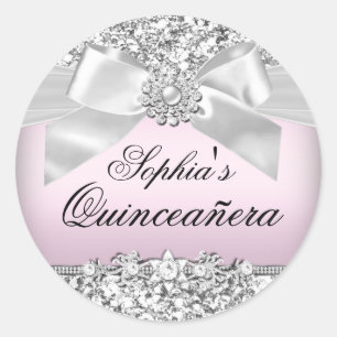 Zilveren Roze Glitter & Juweel Strik Sticker