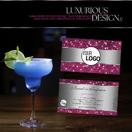 Zilveren Roze Glitter Sparkle Lichtgevende Sterren Visitekaartje