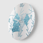 Zilveren Roze Glitter Winter Metallic Blue Feestda Grote Klok (Hoek)