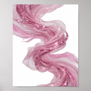 Zilveren ROZE GLITTERENDE STOF MET SPARKELS Poster