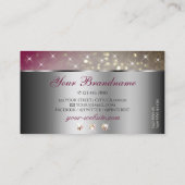 Zilveren roze gouden glitter strass steentjes Opva Visitekaartje (Achterkant)