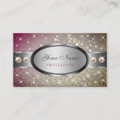Zilveren roze gouden glitter strass steentjes Opva Visitekaartje (Voorkant)