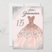 Zilveren Roze Gouden Kant Diamanten Jurk Quinceane