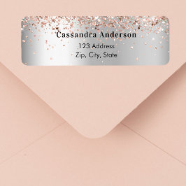 Zilveren roze gouden retouradreslabel etiket