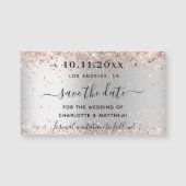 Zilveren roze gouden trouw save the date-magneet (Voorkant)