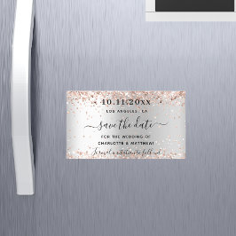 Zilveren roze gouden trouw save the date-magneet