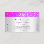 Zilveren Roze Paarse Glitter Stars Diamonds Initia Visitekaartje (Achterkant)