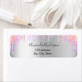 Zilveren roze paarse retouradres etiket (Insitu)