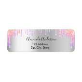 Zilveren roze paarse retouradres etiket (Voorkant)