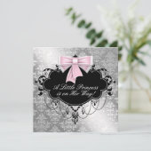 Zilveren Roze Prinses Baby Shower Kaart (Staand voorkant)