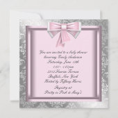 Zilveren Roze Prinses Baby Shower Kaart (Achterkant)