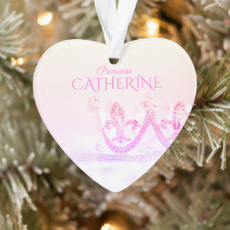 Zilveren Roze Prinsessen Kroon Ornament