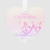 Zilveren Roze Prinsessen Kroon Ornament (voorkant)
