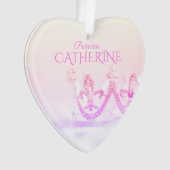 Zilveren Roze Prinsessen Kroon Ornament (voorkant)