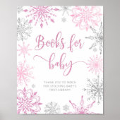 Zilveren roze sneeuwvlokken Boeken voor baby Poster (Voorkant)
