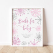 Zilveren roze sneeuwvlokken Boeken voor baby Poster