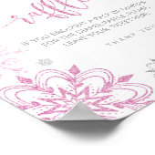 Zilveren roze sneeuwvlokken Luierloterij Poster (Hoek)