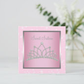 Zilveren Roze Sparkles Sweet Sixteen Birthday Part Kaart (Staand voorkant)