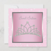 Zilveren Roze Sparkles Sweet Sixteen Birthday Part Kaart (Voorkant)
