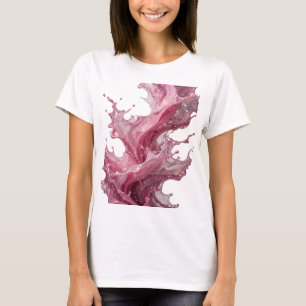 Zilveren 'Roze Vloeistof Spetter' Grafische T-shir T-shirt