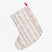 Zilveren Roze Witte Sneeuwvlokken Stripes Kerstmis Grote Kerstsok (Achterkant (Hangend))