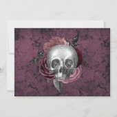 Zilveren Roze Zwart Schedel Hoofd Bruids Party Voo Kaart (Achterkant)