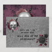 Zilveren Roze Zwart Schedel Hoofd Bruids Party Voo Kaart (Voorkant / Achterkant)