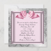 Zilveren Roze Zwarte Prinses Baby Meisje Douche Kaart (Achterkant)