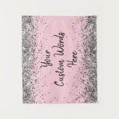 Zilveren Roze Zwarte Verjaardag Party Foto Booth P Wandkleed (Voorkant)