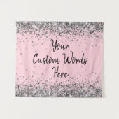 Zilveren Roze Zwarte Verjaardag Party Foto Booth P Wandkleed (Voorkant (horizontaal))