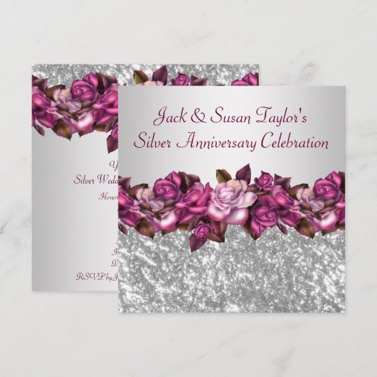 Zilveren Rozen 25e Jubileum Kaart (Voorkant / Achterkant)
