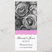Zilveren ROZEN en PINK LACE Wedding Program Programmakaart (Achterkant)