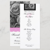 Zilveren ROZEN en PINK LACE Wedding Program Programmakaart (Voorkant / Achterkant)