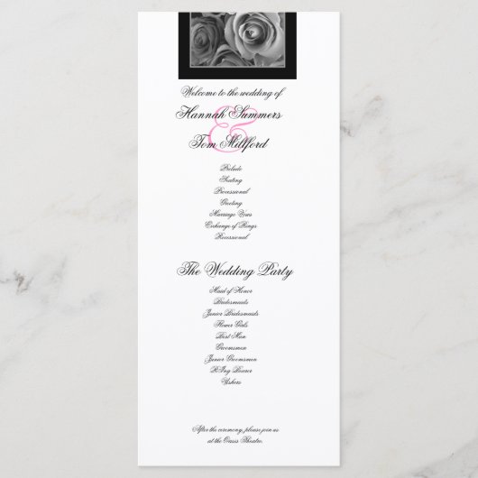 Zilveren ROZEN en PINK LACE Wedding Program Programmakaart (Voorkant)