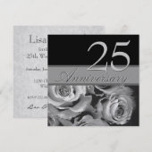 Zilveren Rozen Metallic Sjabloon 25-jarig Jubileum Kaart (Voorkant / Achterkant)