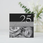 Zilveren Rozen Metallic Sjabloon 25ste Verjaardag Kaart (Staand voorkant)