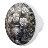 Zilveren Rozen op zilveren keramische trekkracht Keramische Knop (Rechts)
