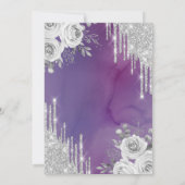 Zilveren, Rozen Paars Quinceanera Kaart (Achterkant)