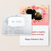 Zilveren Rozen zijn mijn Valentijn paar Folie Kaarten (Display)