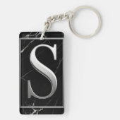 ⚜️ Zilveren S-monogramframe met zwarte marmer 🔑 Sleutelhanger (achterkant)