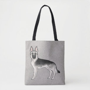 Zilveren Sabel Duitse Herder Schattige Cartoon Hon Tote Bag