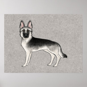 Zilveren Sabel Duitse Herdershond Mooie Hond Illus Poster