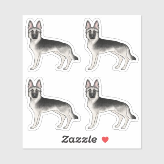 Zilveren Sabel Duitse Herdershond Schattige Cartoo Sticker (Vel)