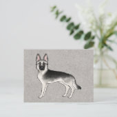 Zilveren Sable Duitse Herder Cartoon GSD Hond Grij Briefkaart (Staand voorkant)