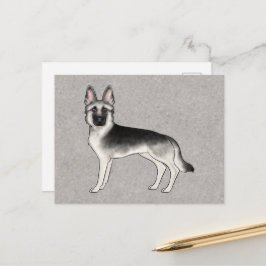 Zilveren Sable Duitse Herder Cartoon GSD Hond Grij Briefkaart